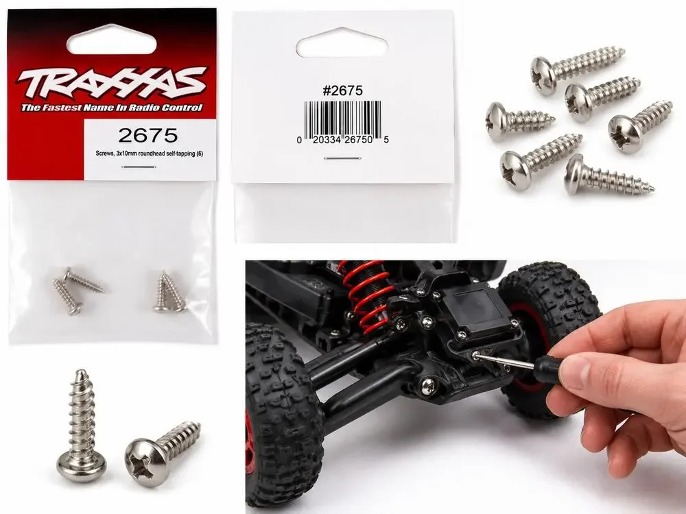 Traxxas 2675 3x10mm Roundhead Self-Tapping Screws – 6 Pack
